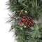 24" Pre-Lit Glistening Pine Wreath with Pinecones, Berries & Twigs, Warm White LED Lights